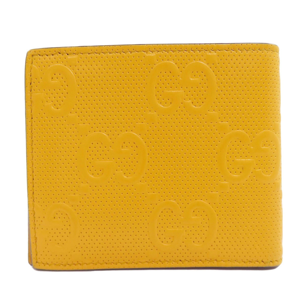 Gucci Bi fold Leather Embossed GG Wallet Black